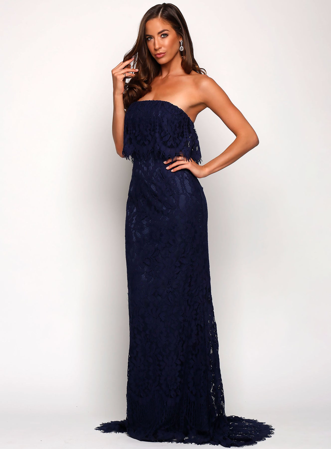 Cherry Strapless Lace Dress - View 6 | Shop Formal Dress