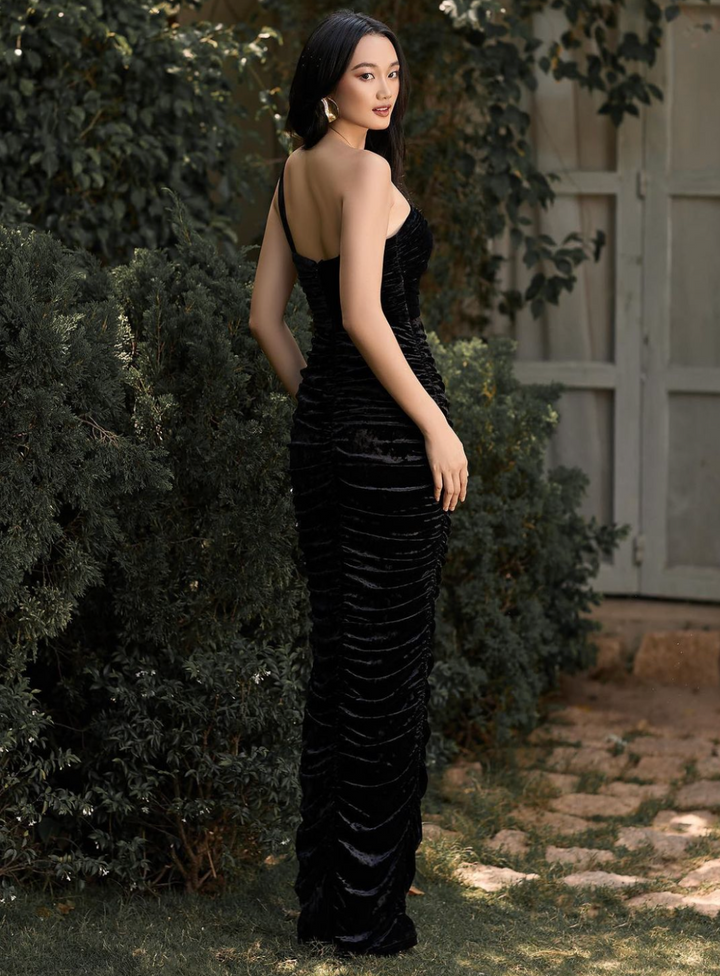 Andie Asymmetric Ruched Maxi