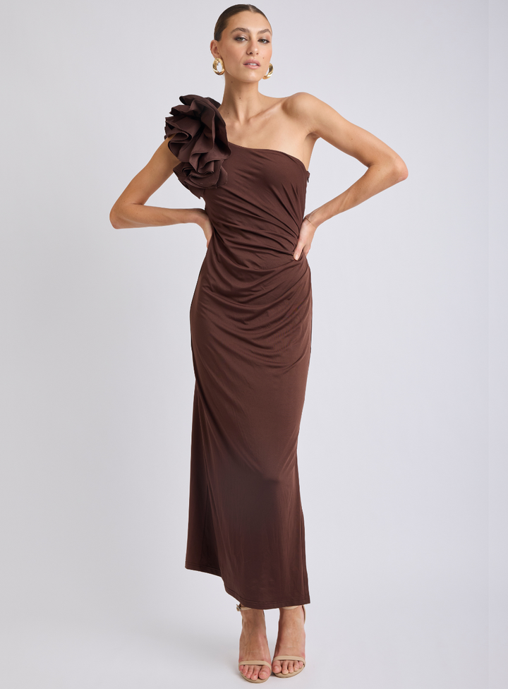 Lorena One Shoulder Ruffle Dress