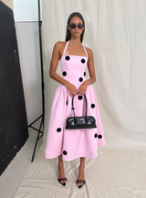 Pastel Pink Anita Spot Halter Dress