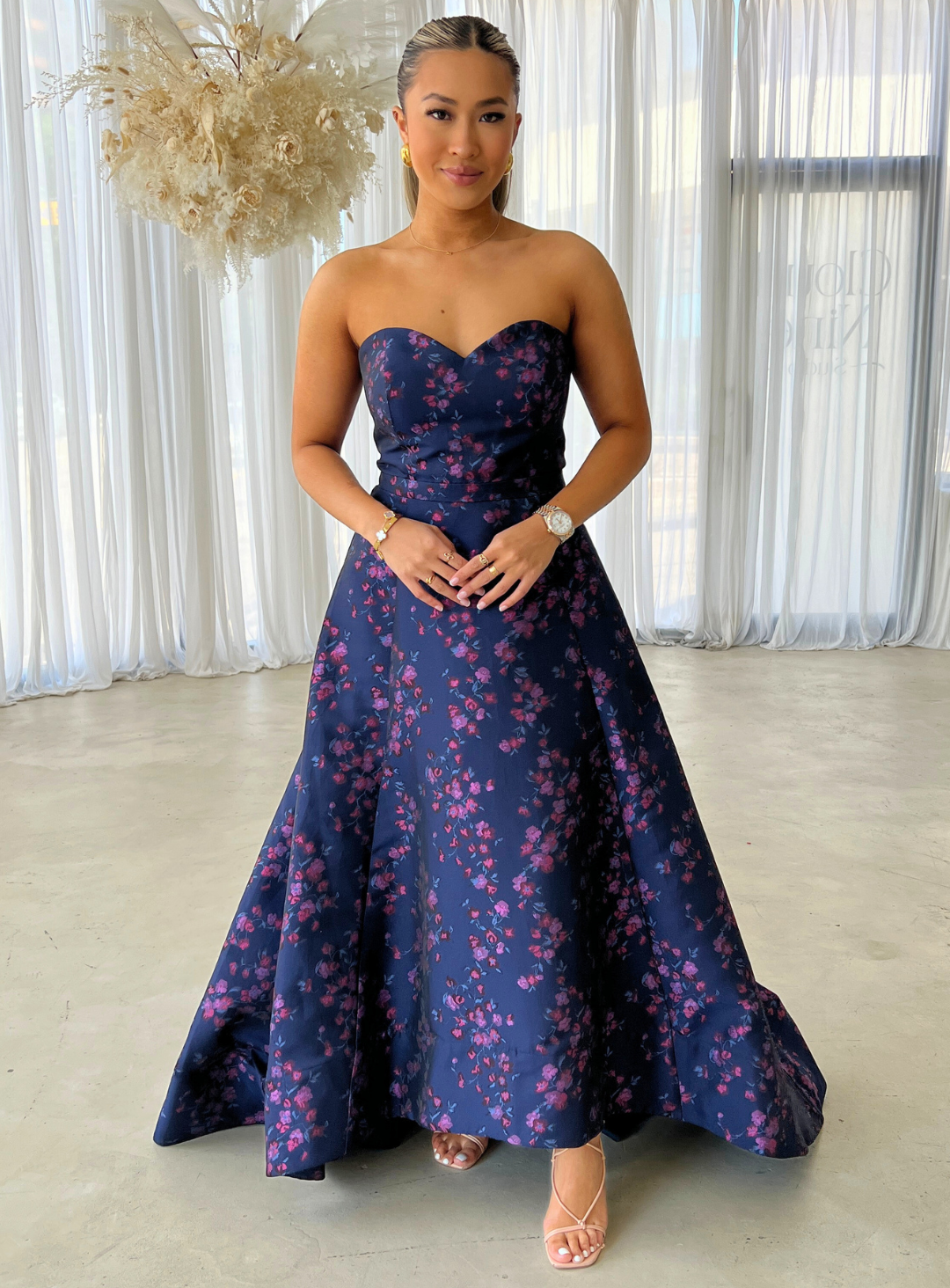 Peach Sorbet Tanya Strapless Brocade Dress