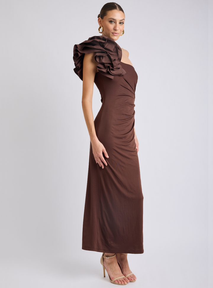 Lorena One Shoulder Ruffle Dress