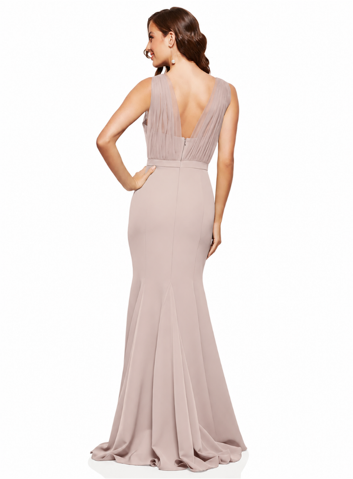 Mink Laneese Cross Over Tulle Dress
