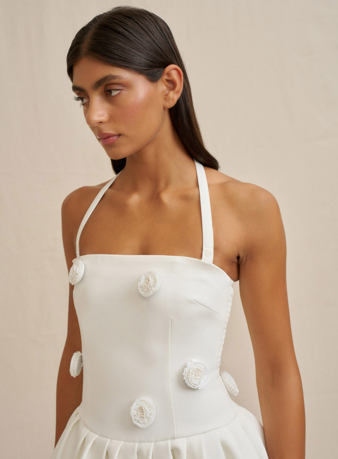 Ivory Anita Spot Halter Dress