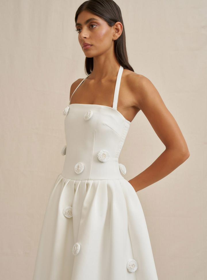 Ivory Anita Spot Halter Dress