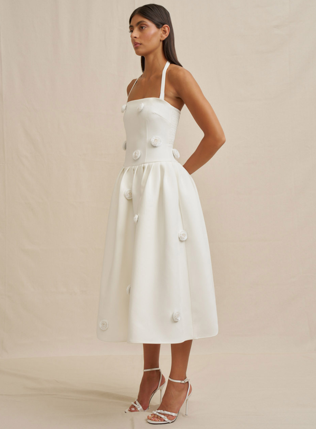 Ivory Anita Spot Halter Dress