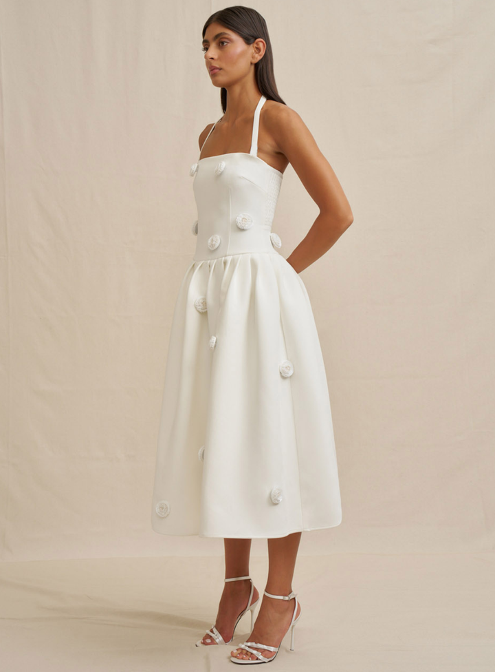 Ivory Anita Spot Halter Dress