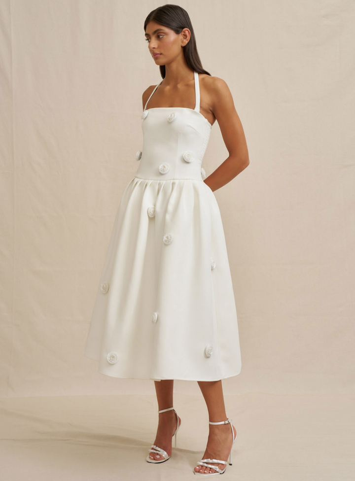 Ivory Anita Spot Halter Dress