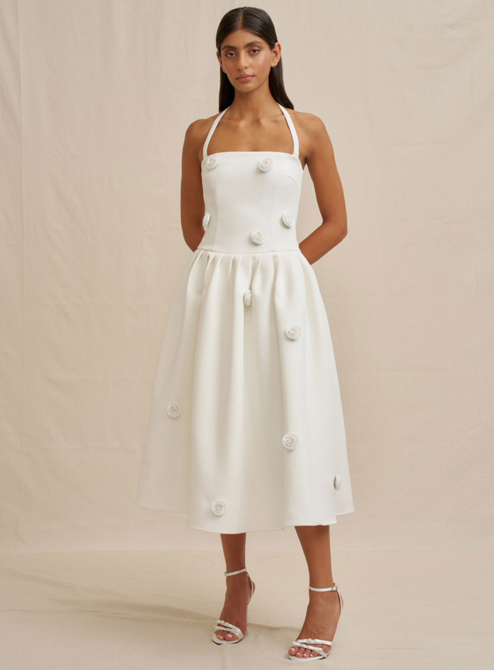 Ivory Anita Spot Halter Dress