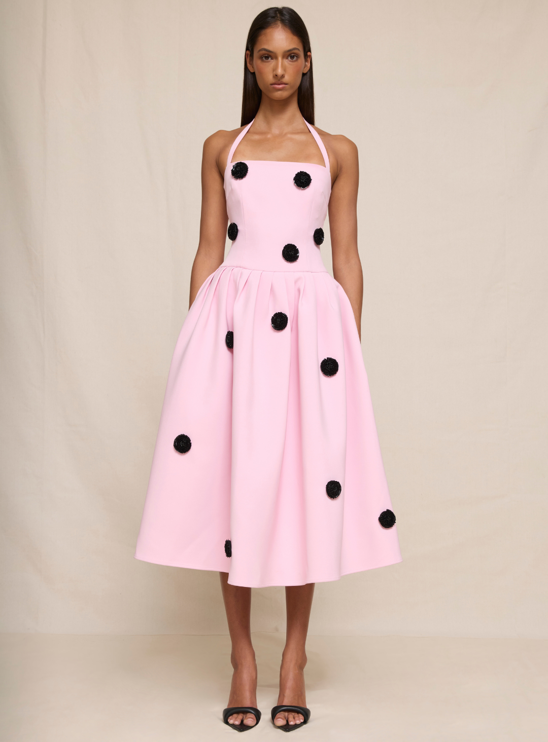 Pastel Pink Anita Spot Halter Dress