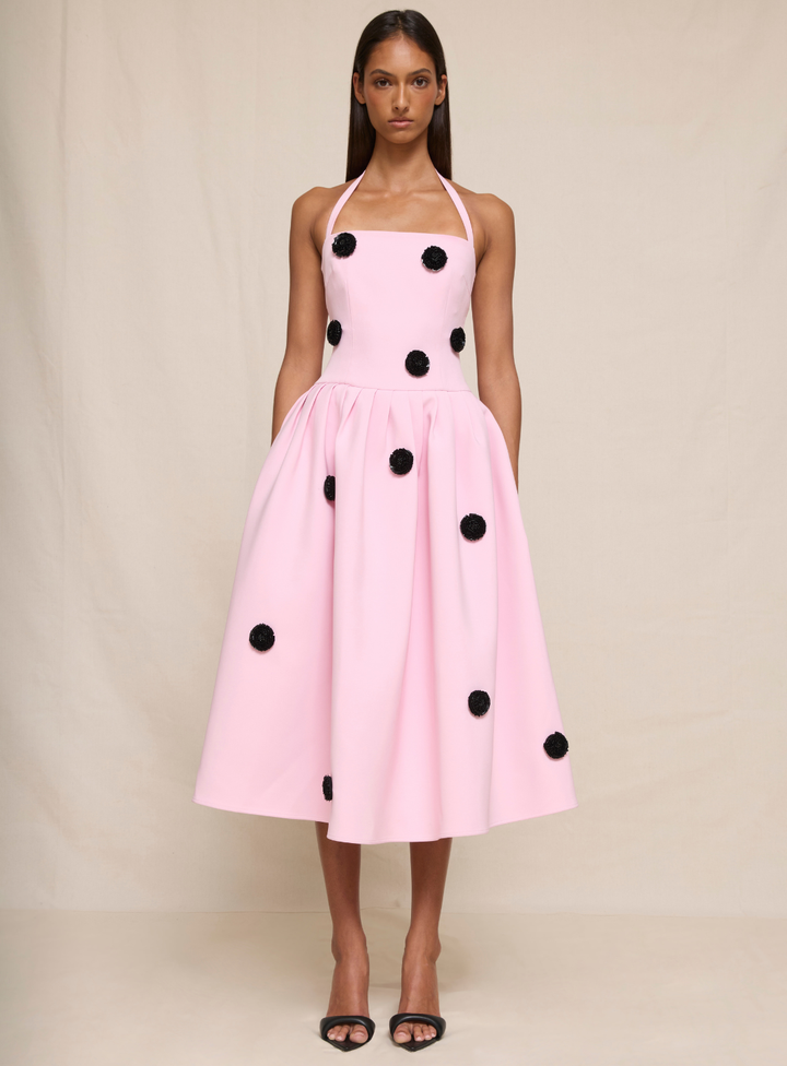 Pastel Pink Anita Spot Halter Dress