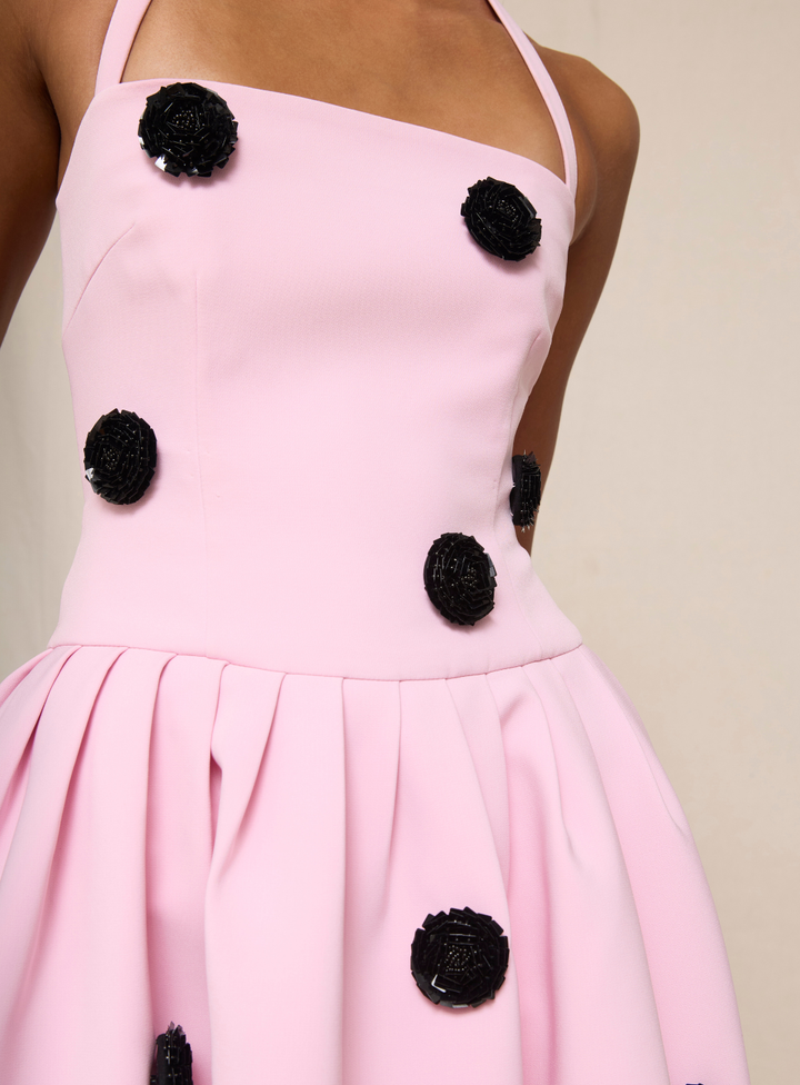Pastel Pink Anita Spot Halter Dress
