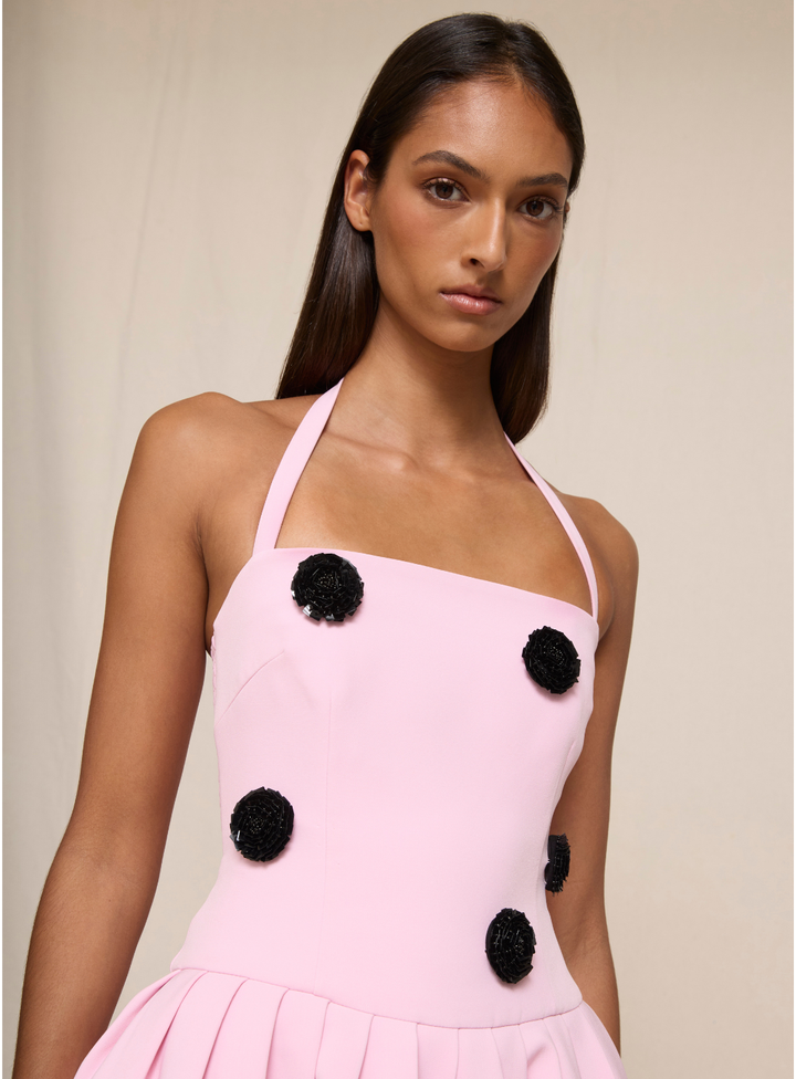 Pastel Pink Anita Spot Halter Dress
