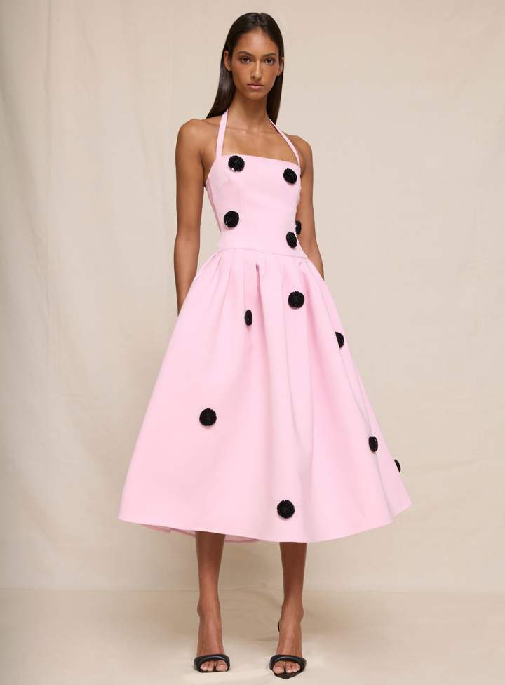 Pastel Pink Anita Spot Halter Dress