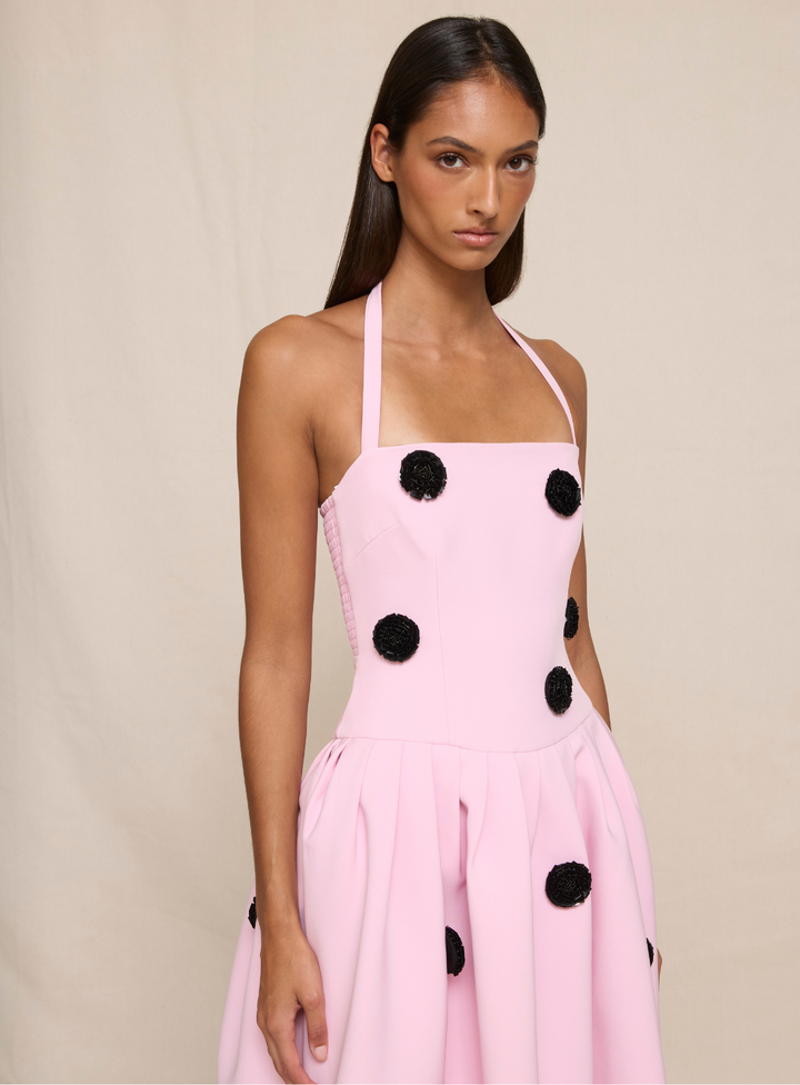 Pastel Pink Anita Spot Halter Dress