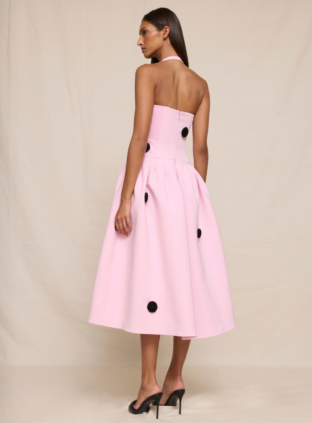 Pastel Pink Anita Spot Halter Dress