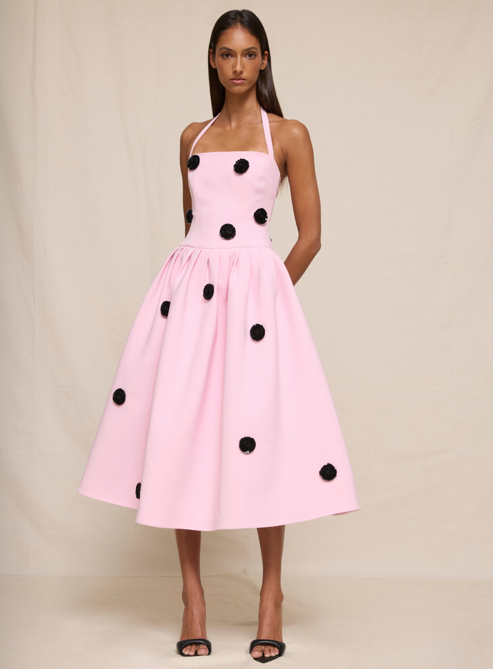 Pastel Pink Anita Spot Halter Dress