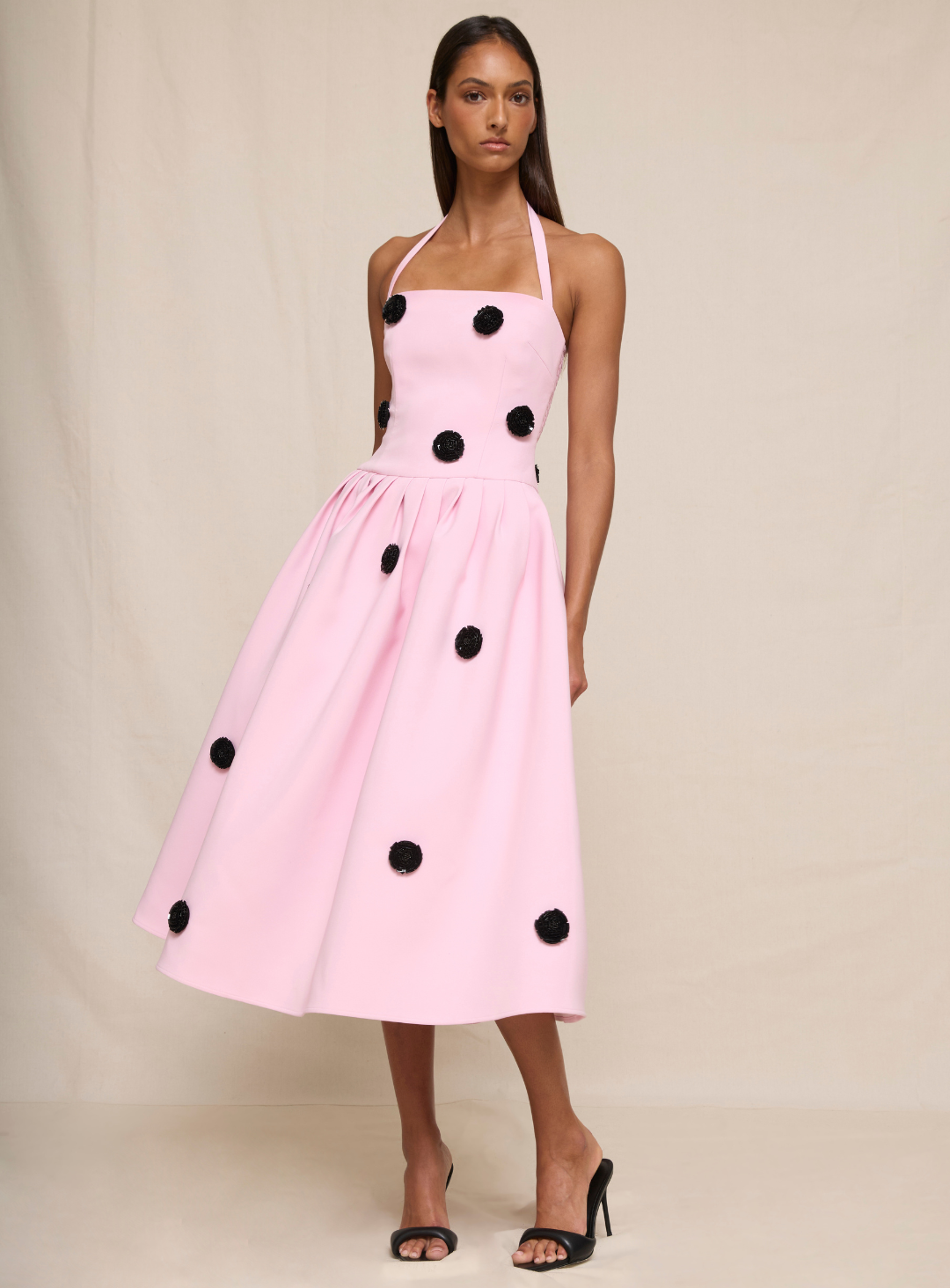 Pastel Pink Anita Spot Halter Dress