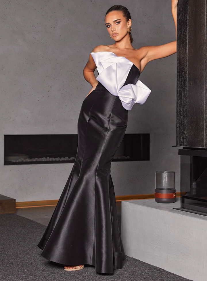monochrome evening dress by bariano
