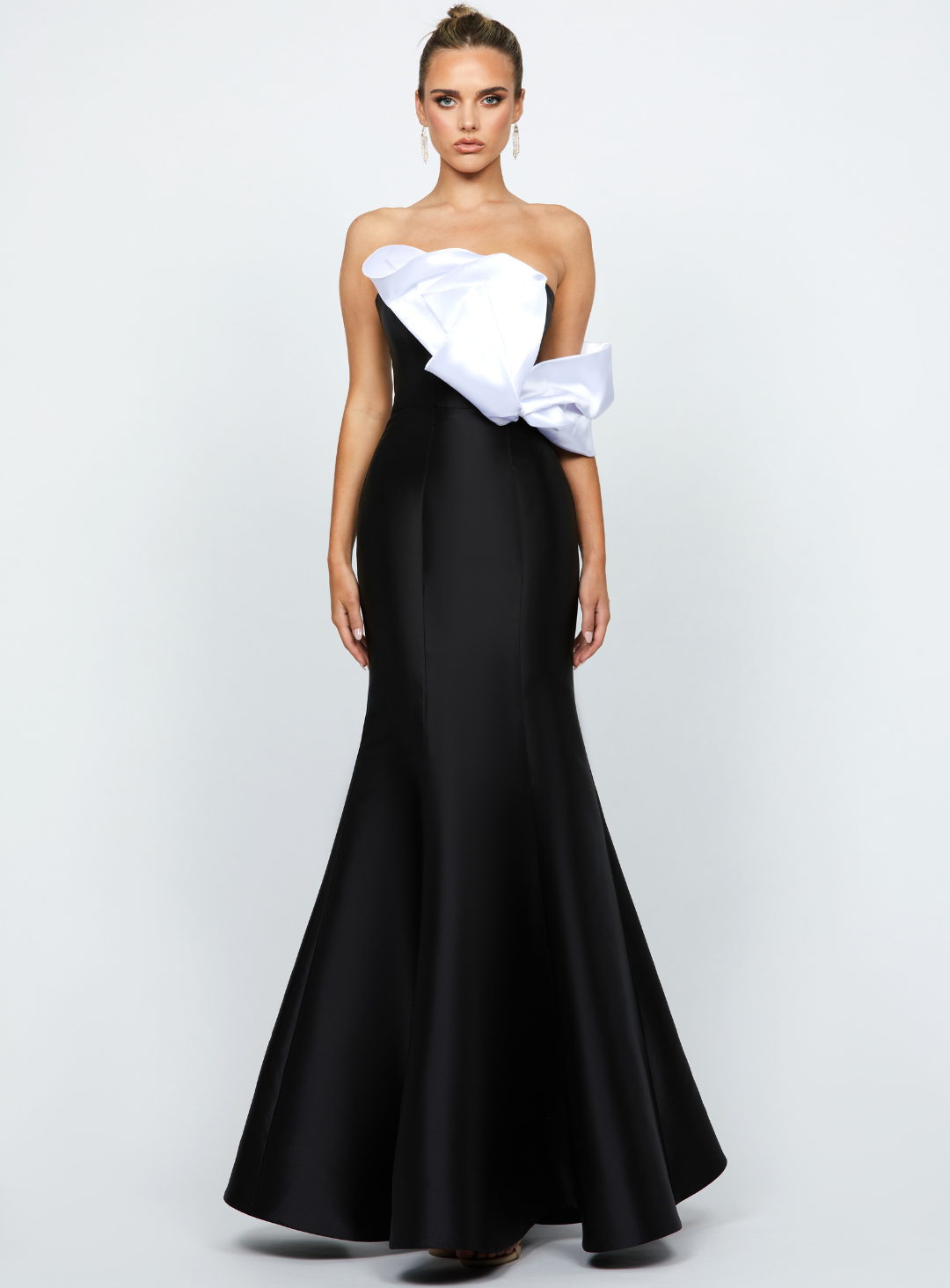 strapless monochrome gown by bariano