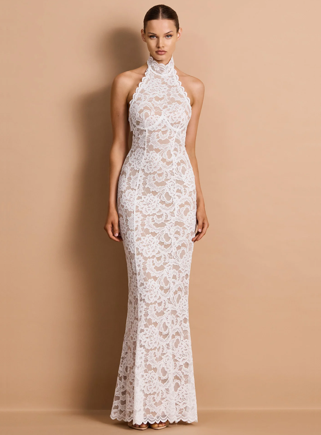 Delphine Lace Halter Gown