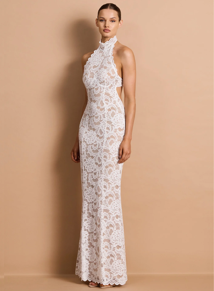 Delphine Lace Halter Gown