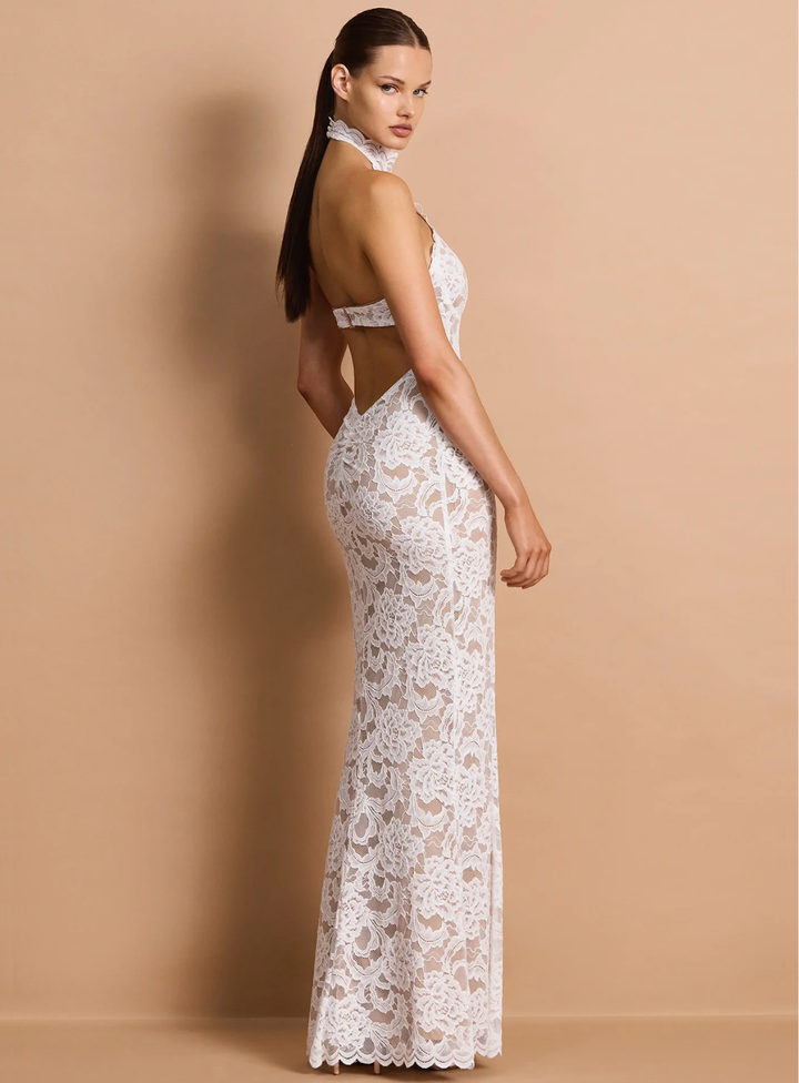 Delphine Lace Halter Gown