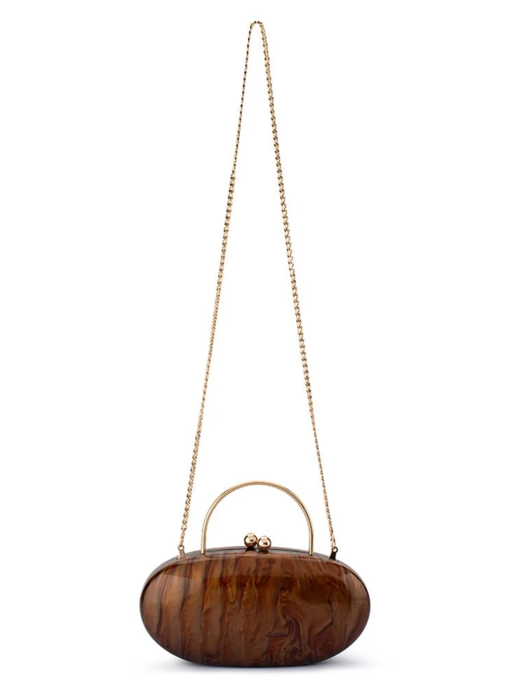 Chocolate Imelda Acrylic Top Handle Bag