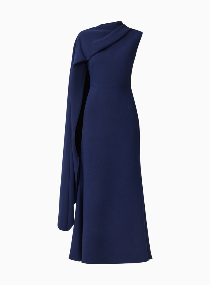 Leonara Asymmetric Cape Maxi Dress