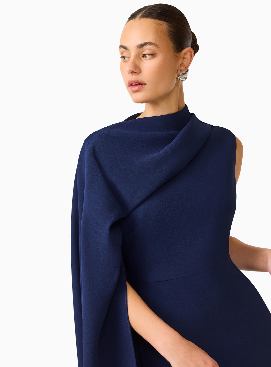 Leonara Asymmetric Cape Maxi Dress