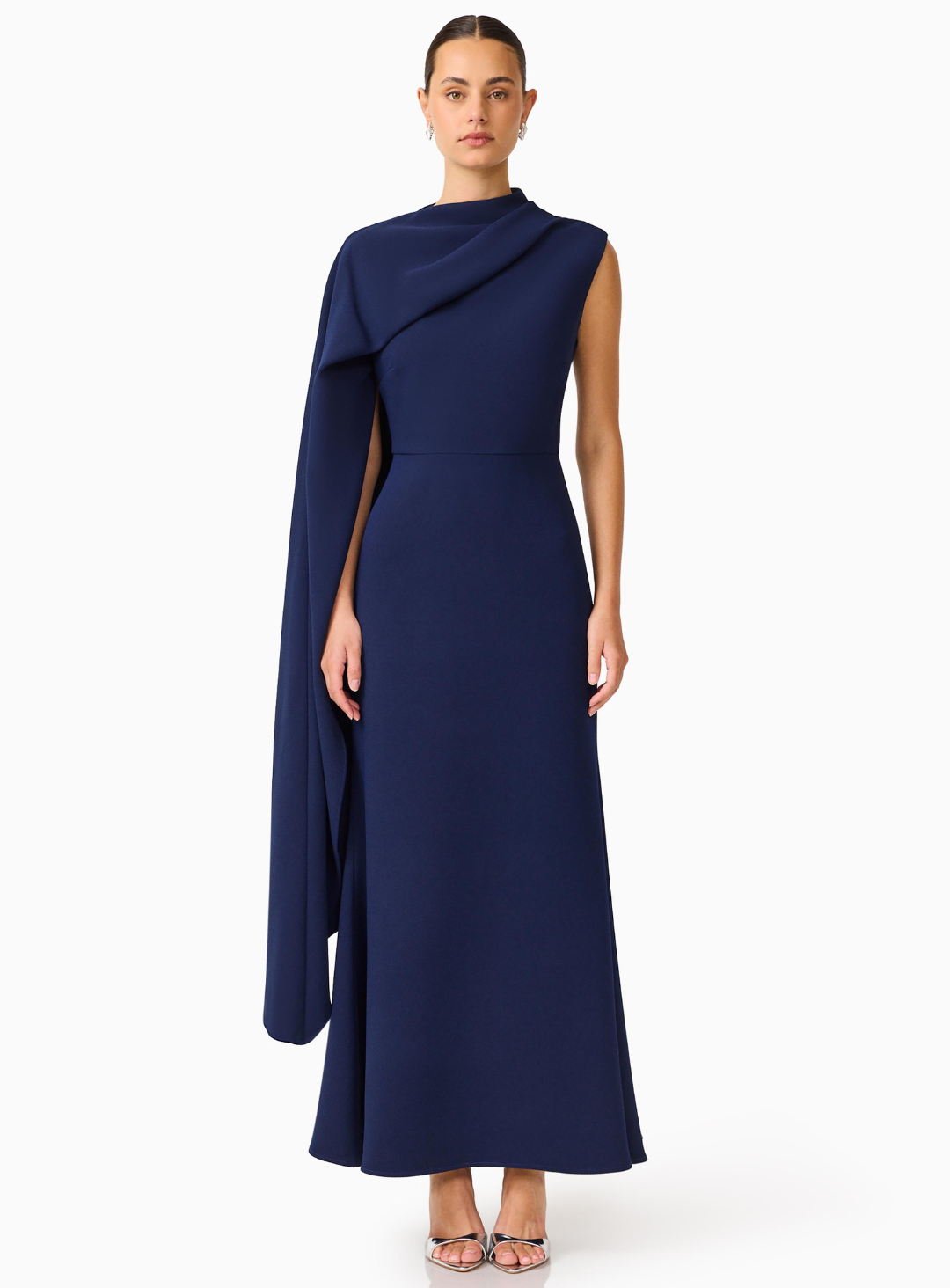Leonara Asymmetric Cape Maxi Dress
