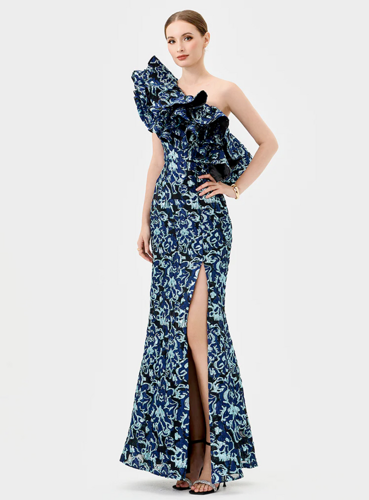 Jacquard evening dress by bariano perfect for a wedding