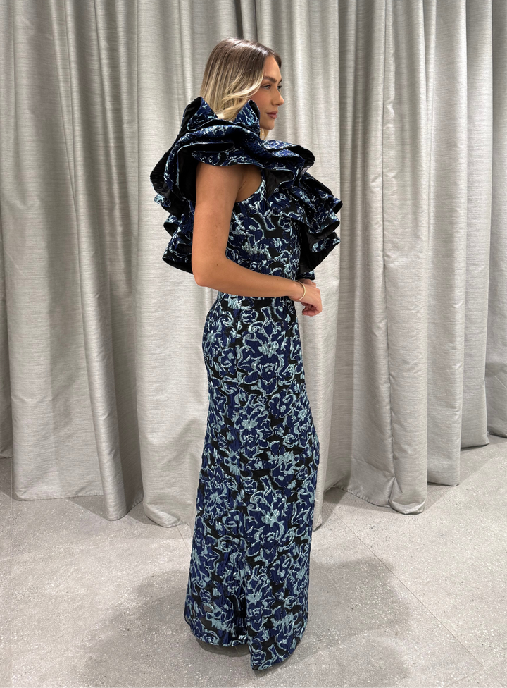 Tash trying on the Letty Gown in the White Runway Marrickville showroom