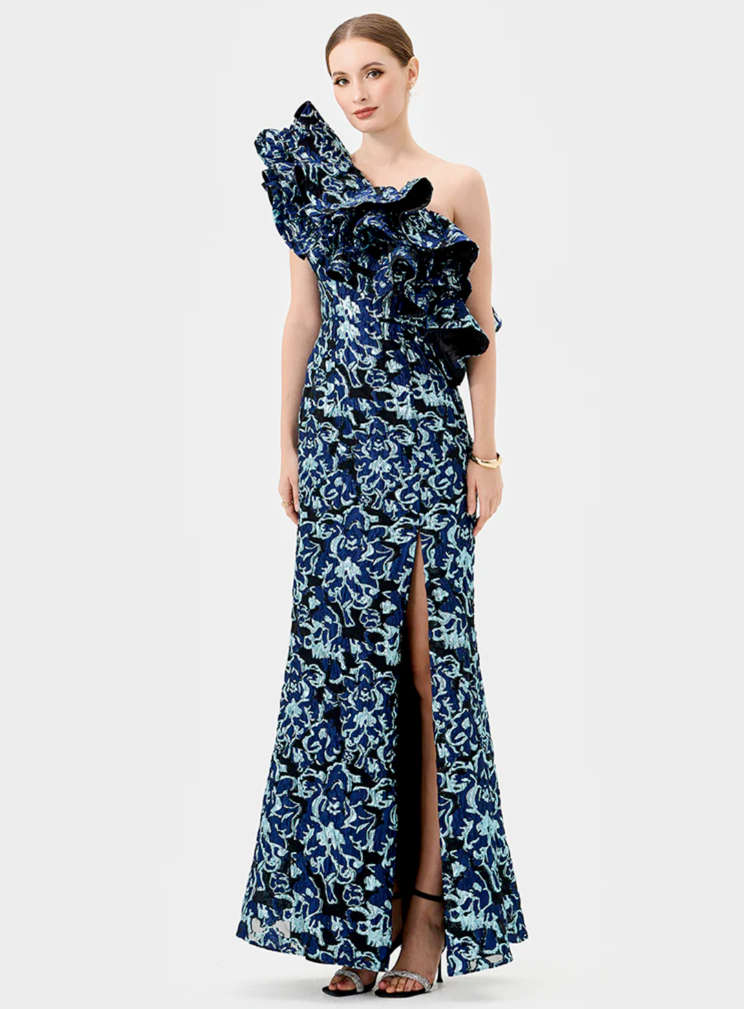 one shoulder bariano gown for mother of the brides