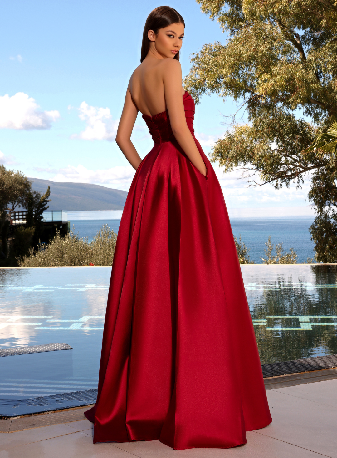 open lace back dress Cassandra Gown - Burgundy main image 0