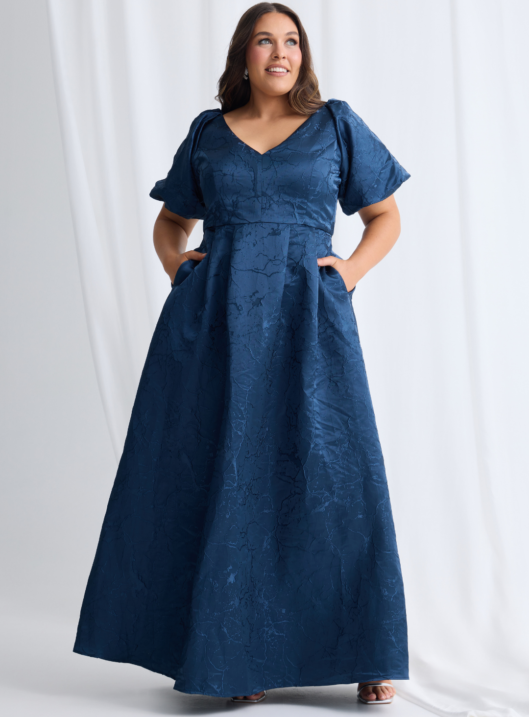 Navy Sophia Puff Sleeve Maxi