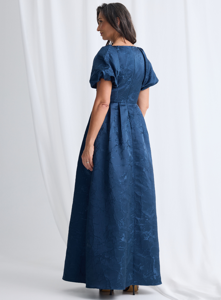 Navy Sophia Puff Sleeve Maxi