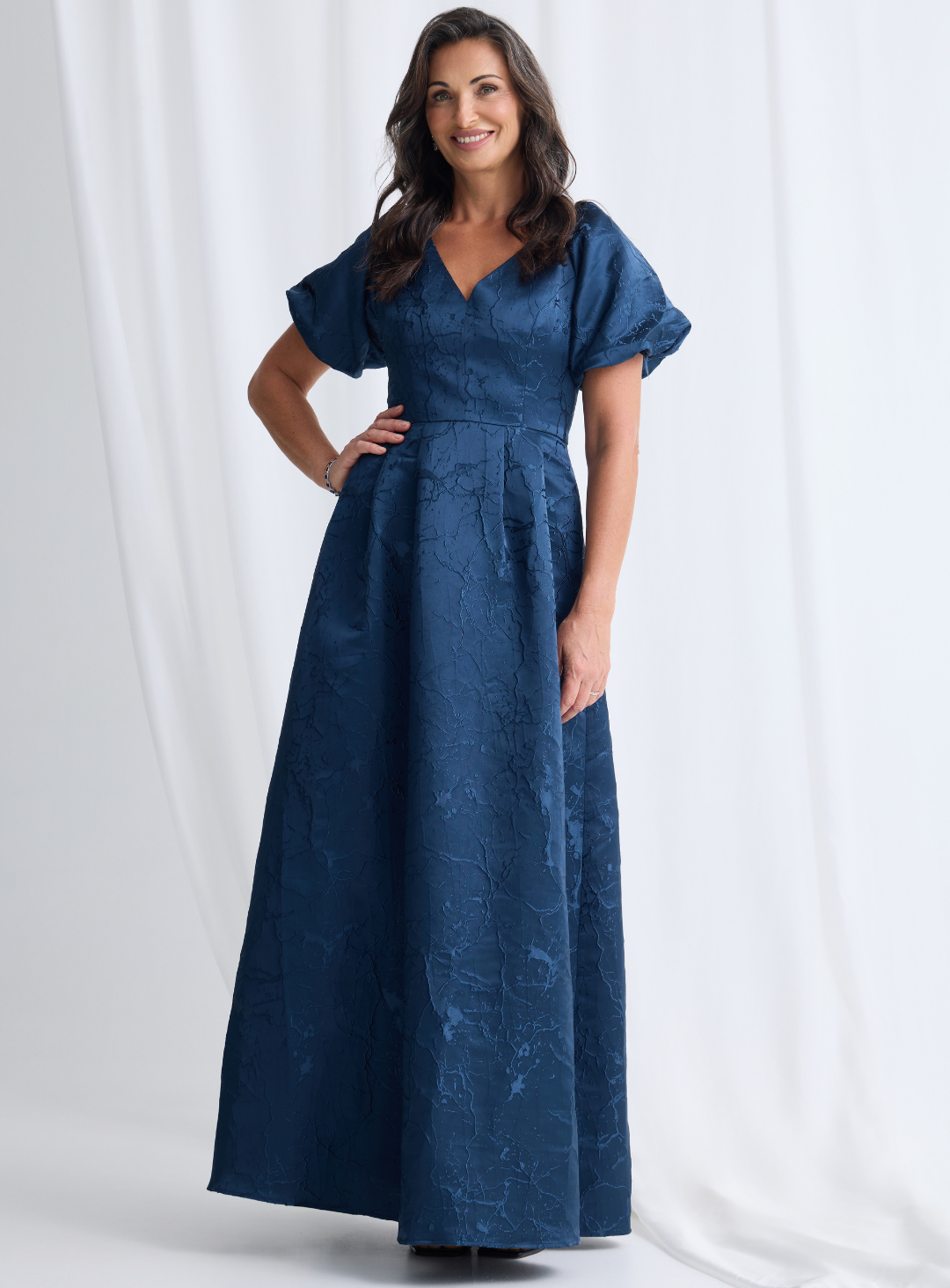 Navy Sophia Puff Sleeve Maxi