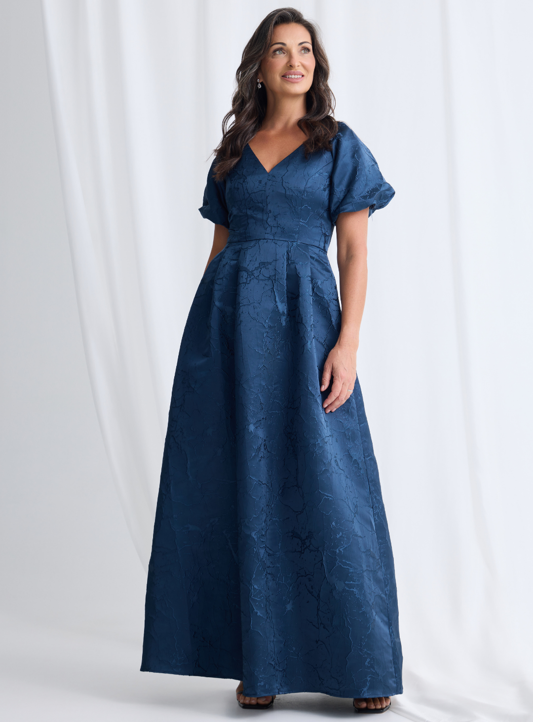 Navy Sophia Puff Sleeve Maxi