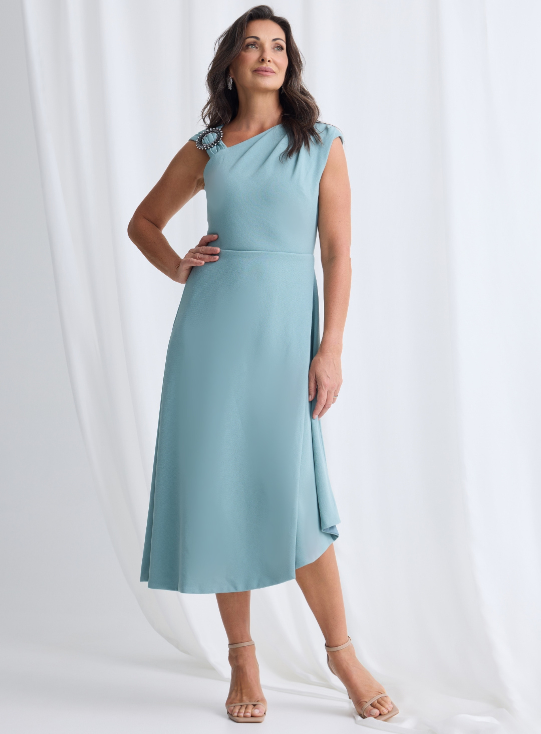 Oriana Asymmetric Flared Midi
