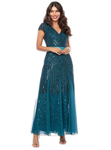 Teal Clarise Beaded Dress