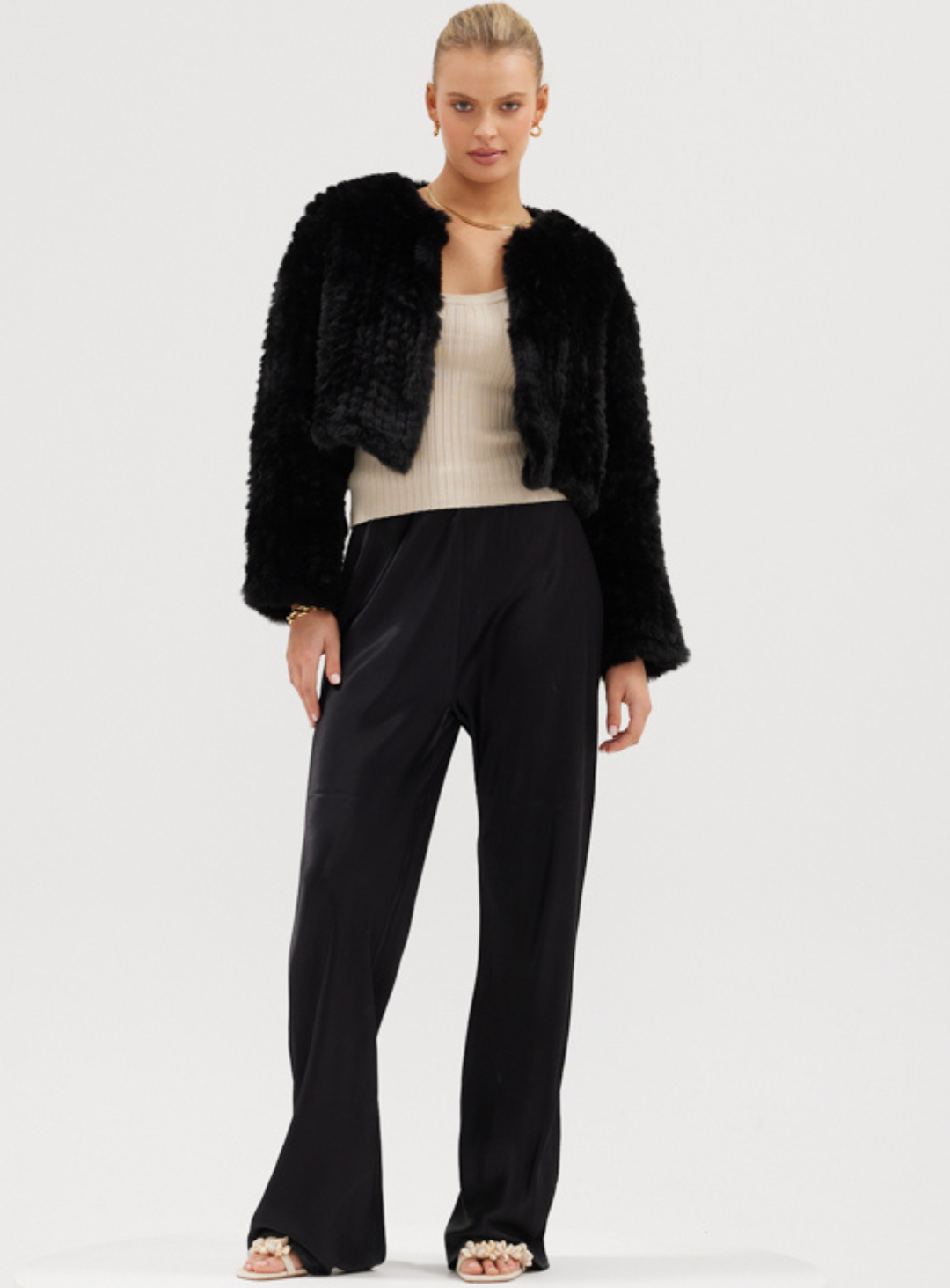 Black Faux Lola Jacket by Bubish Luxe – White Runway