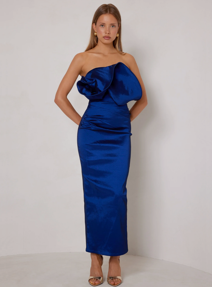 cobalt blue wedding guest dress by elle zeitoune