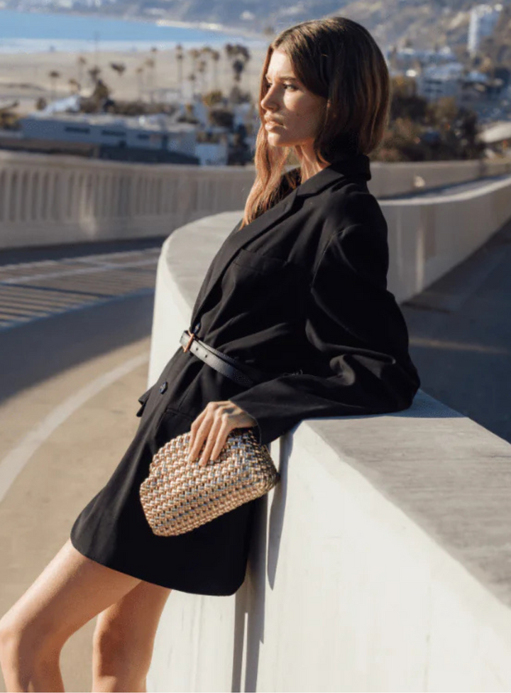 Gold Everly Hand Woven Clutch