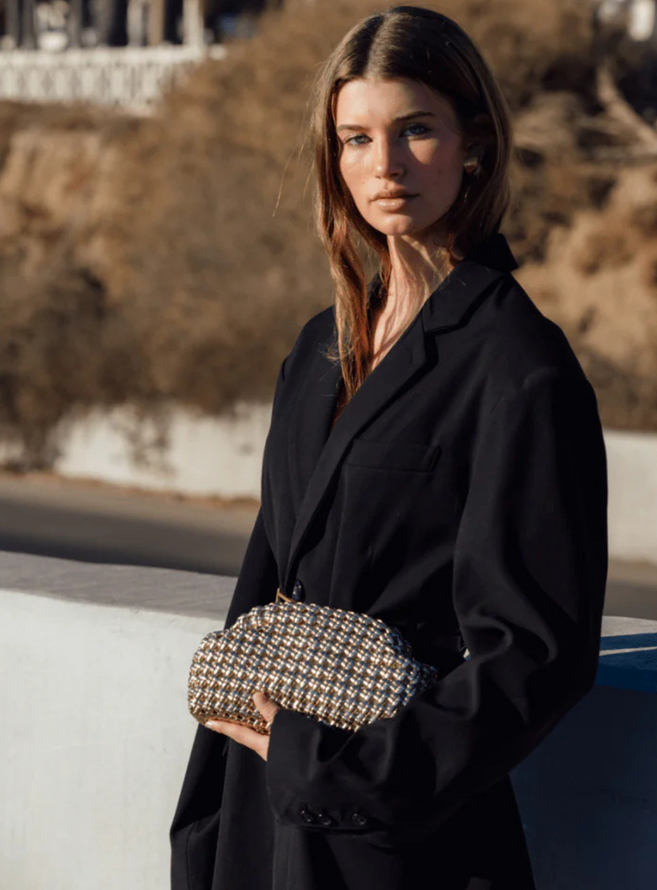 Gold Everly Hand Woven Clutch