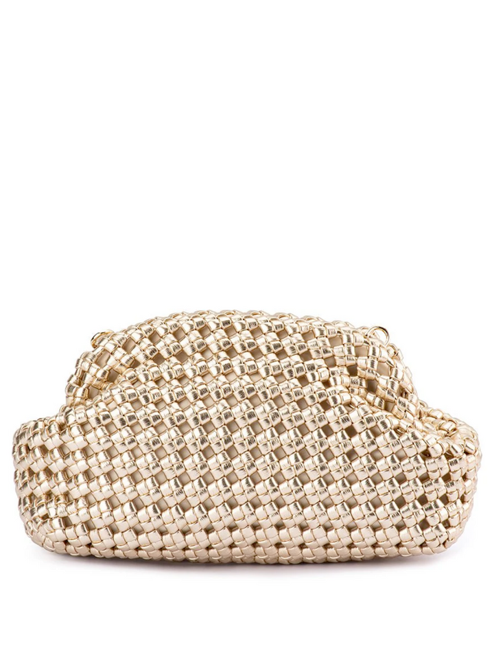 Gold Everly Hand Woven Clutch