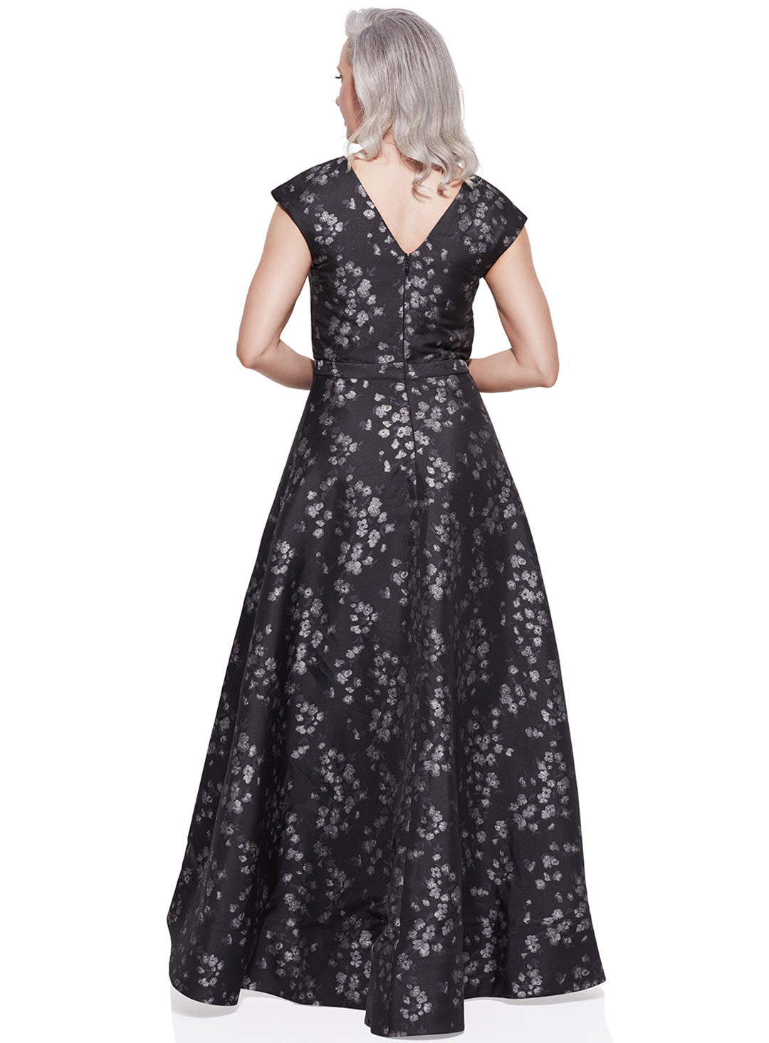 Pia V-Neck Brocade Dress