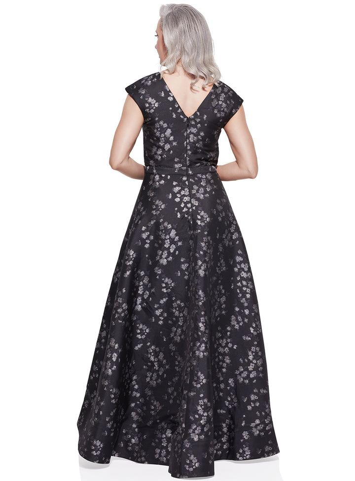 Pia V-Neck Brocade Dress