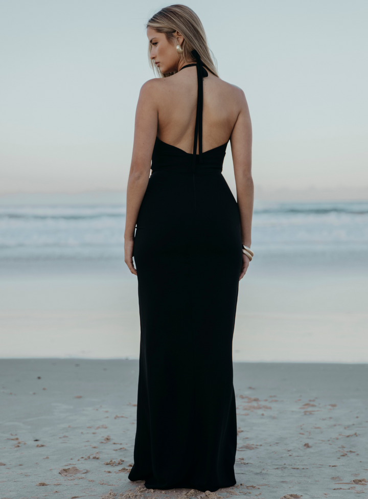 Black halterneck gown
