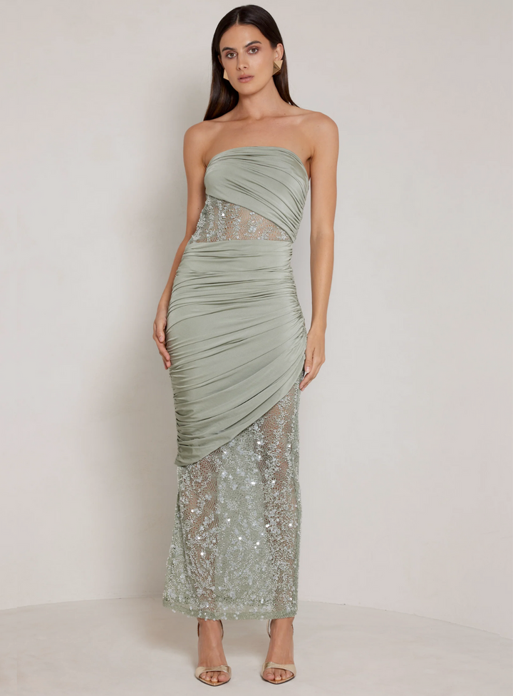 sage green wedding guest dress by elle zeitoune
